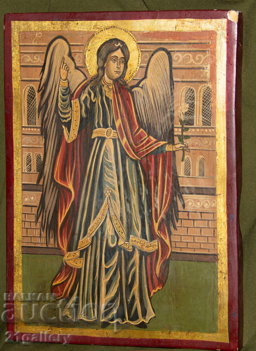 Χειροποίητη αγιογραφία τέμπερα Αρχάγγελος Γαβριήλ - 6
