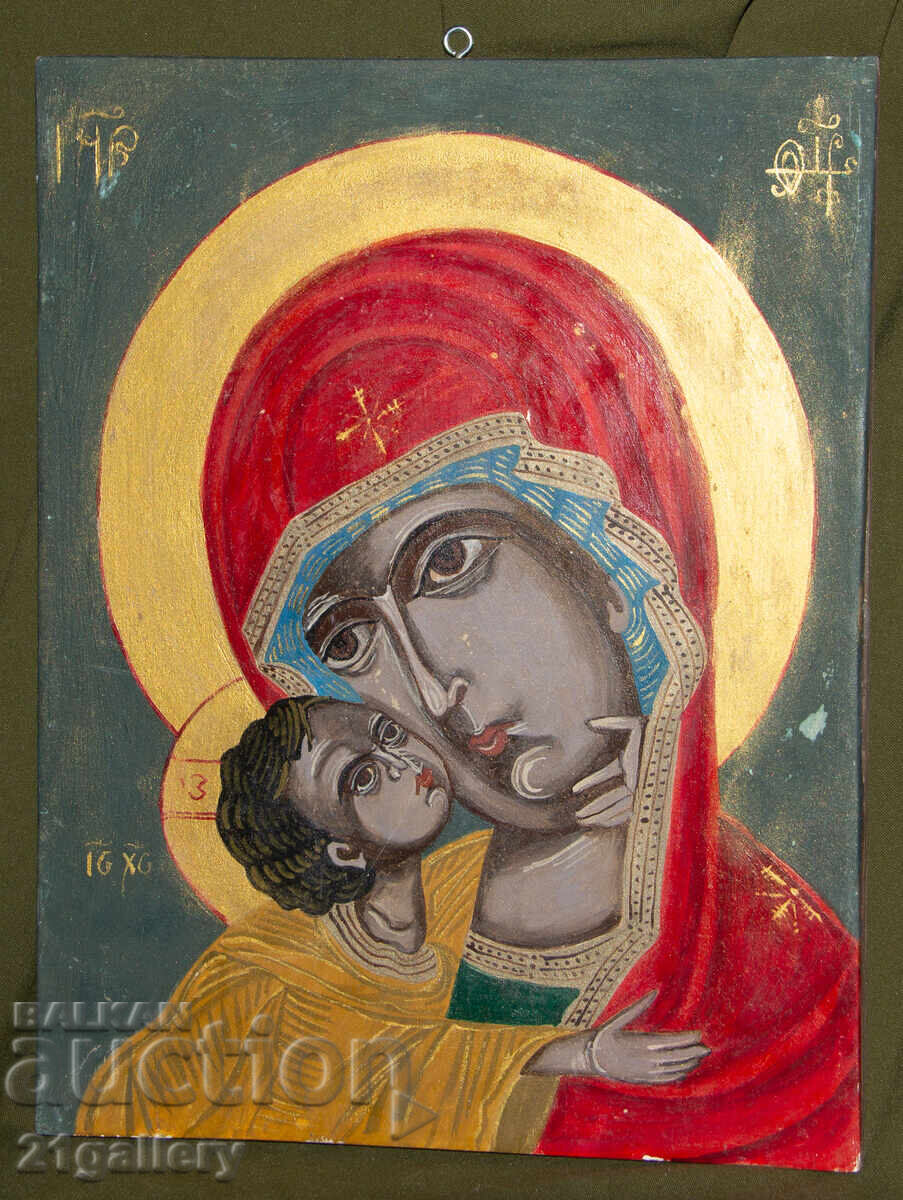 Hand-painted icon of the Holy Mother of God with the Child
