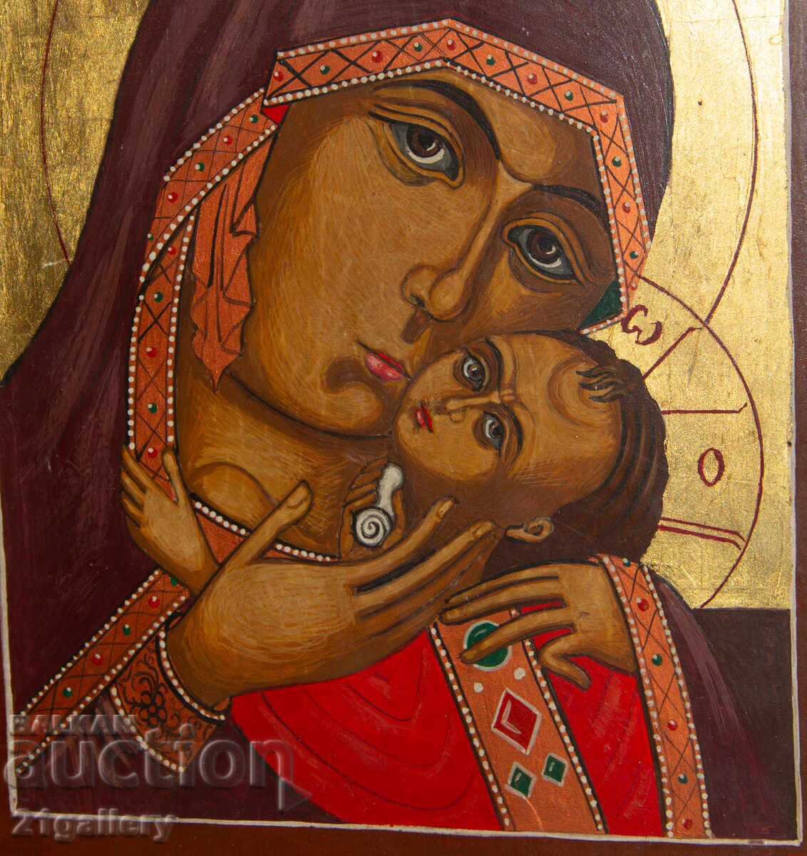 Delivery of Hand-painted icon of the Holy Mother with the Child, tempera