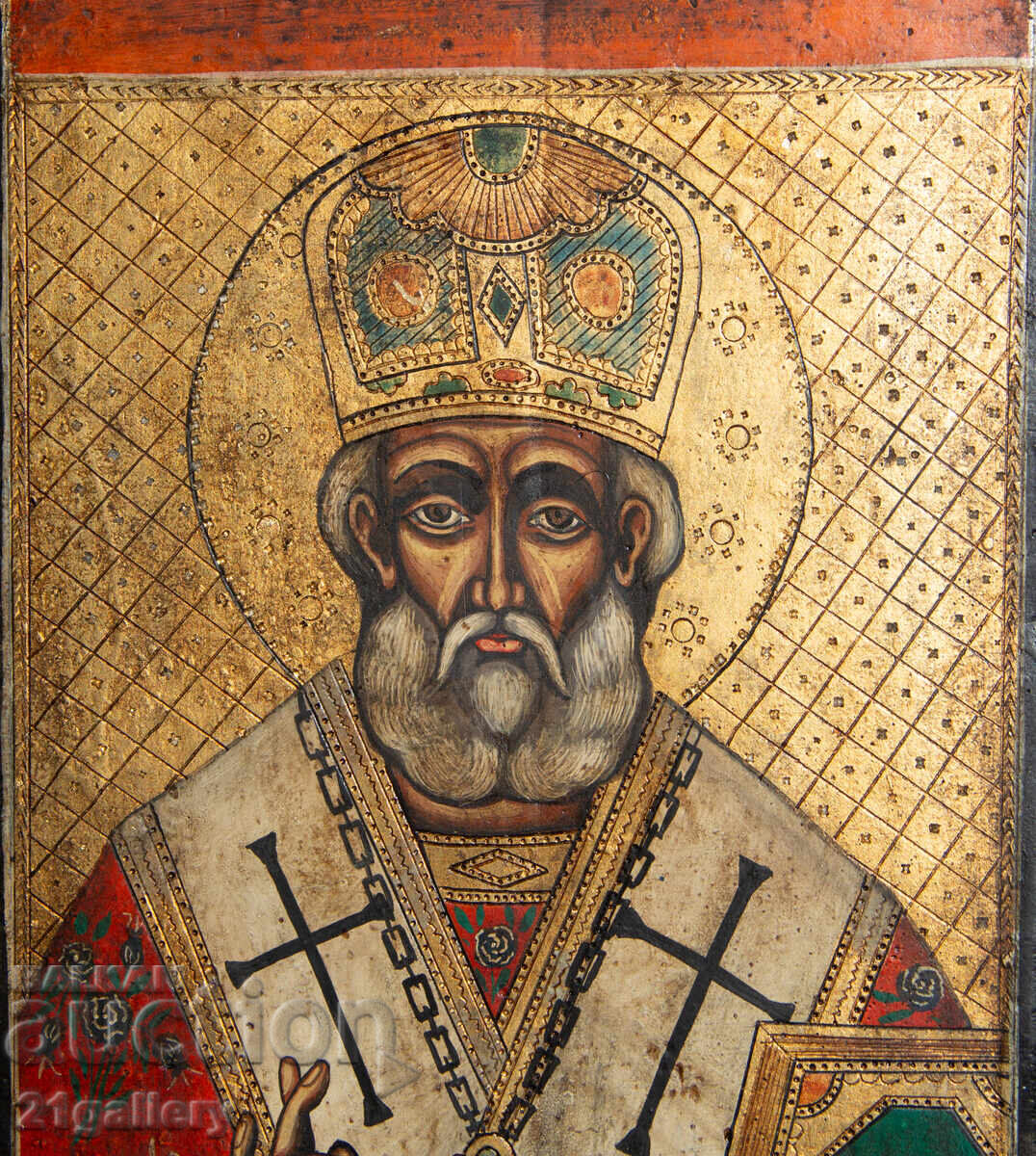 Hand-painted icon, tempera, Saint Nicholas the Wonderworker - 5
