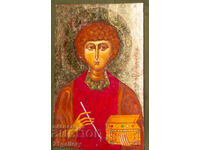 Hand-painted icon, tempera, Saint Panteleimon