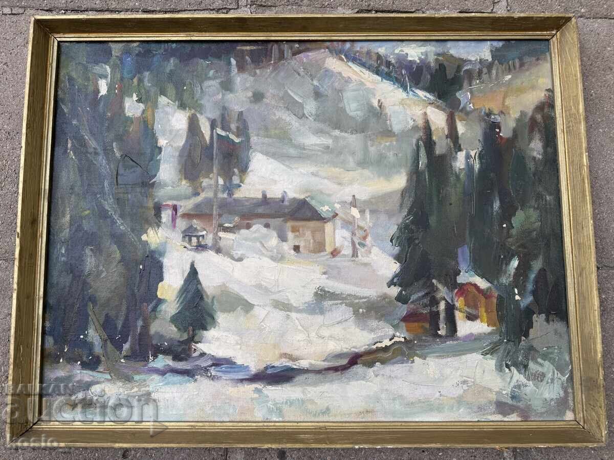 Pictură veche pânză în ulei semnată