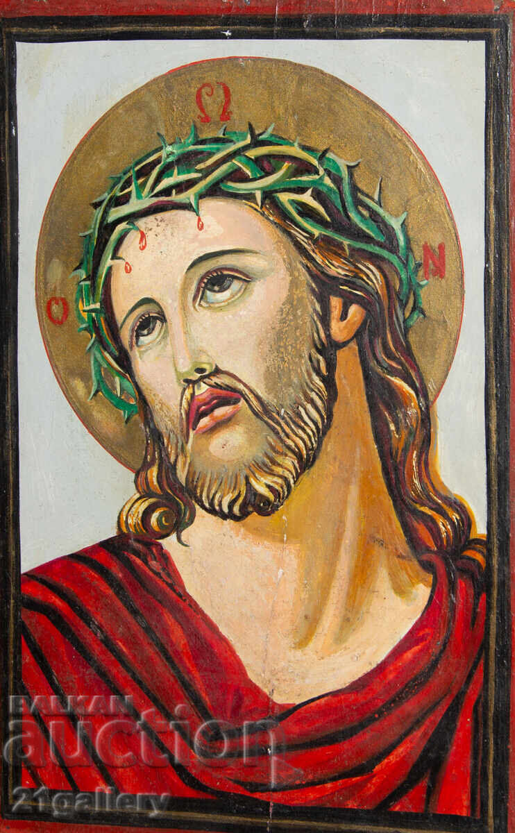 Hand-painted icon, tempera, Jesus Christ with a crown of thorns with price 350.00 BGN | € 178.95 Hand-painted icon, tempera, Jesus Christ with a crown of thorns with price 350.00 BGN | € 178.95