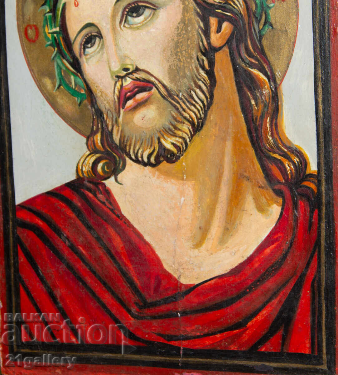 Hand-painted icon, tempera, Jesus Christ with a crown of thorns - 5 Hand-painted icon, tempera, Jesus Christ with a crown of thorns - 5