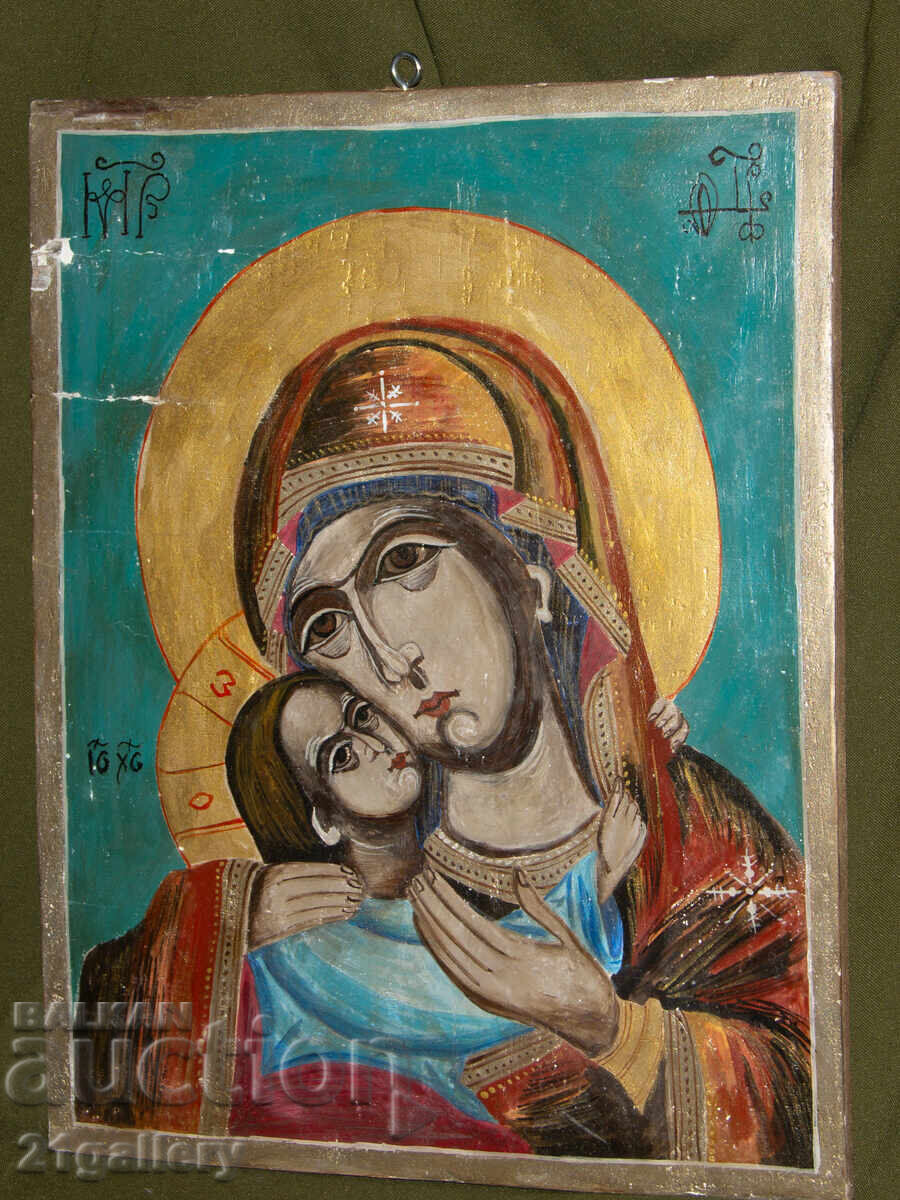 Hand-painted icon of the Holy Mother with the Child, tempera with price 400.00 BGN | € 204.52
