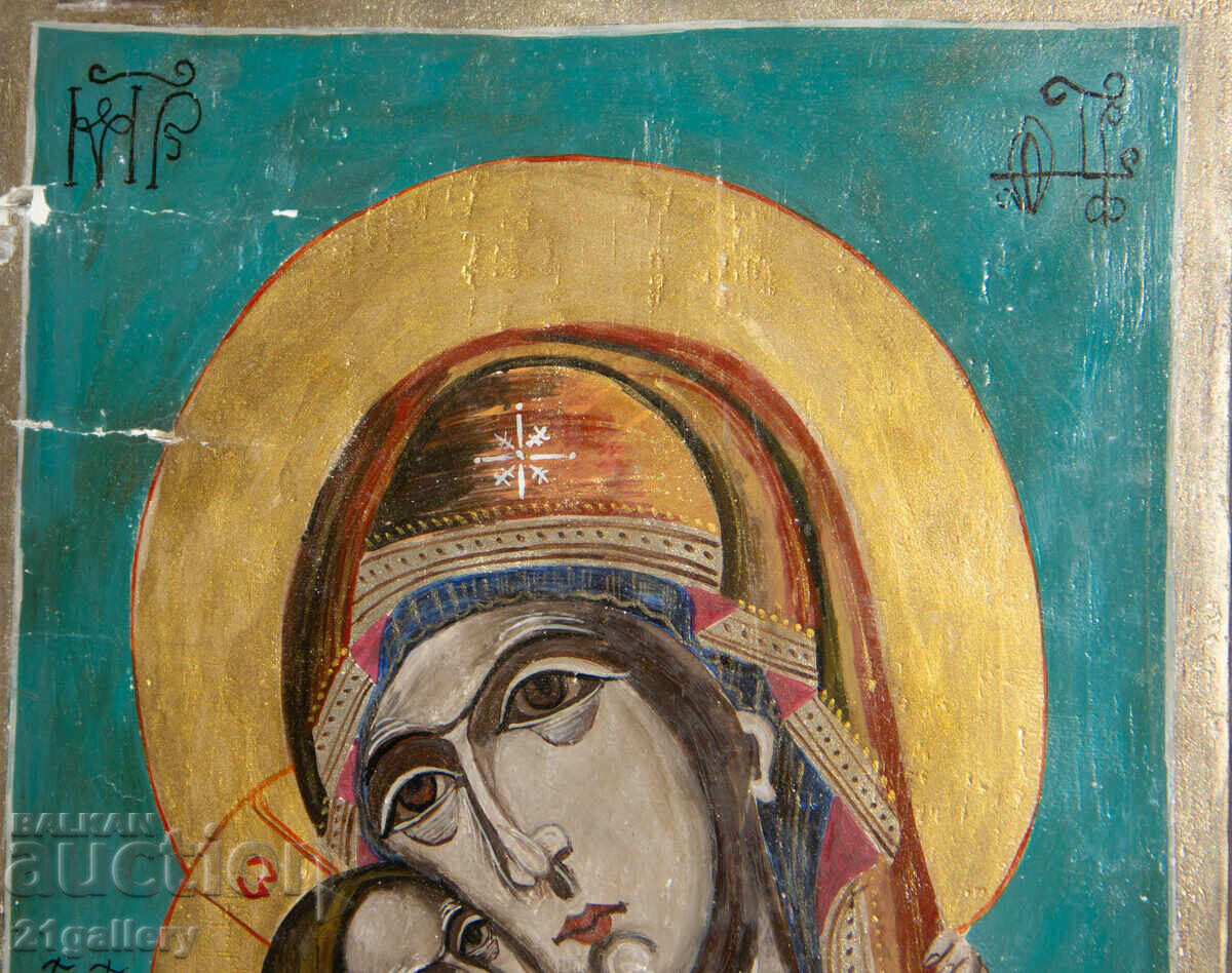 Delivery of Hand-painted icon of the Holy Mother with the Child, tempera