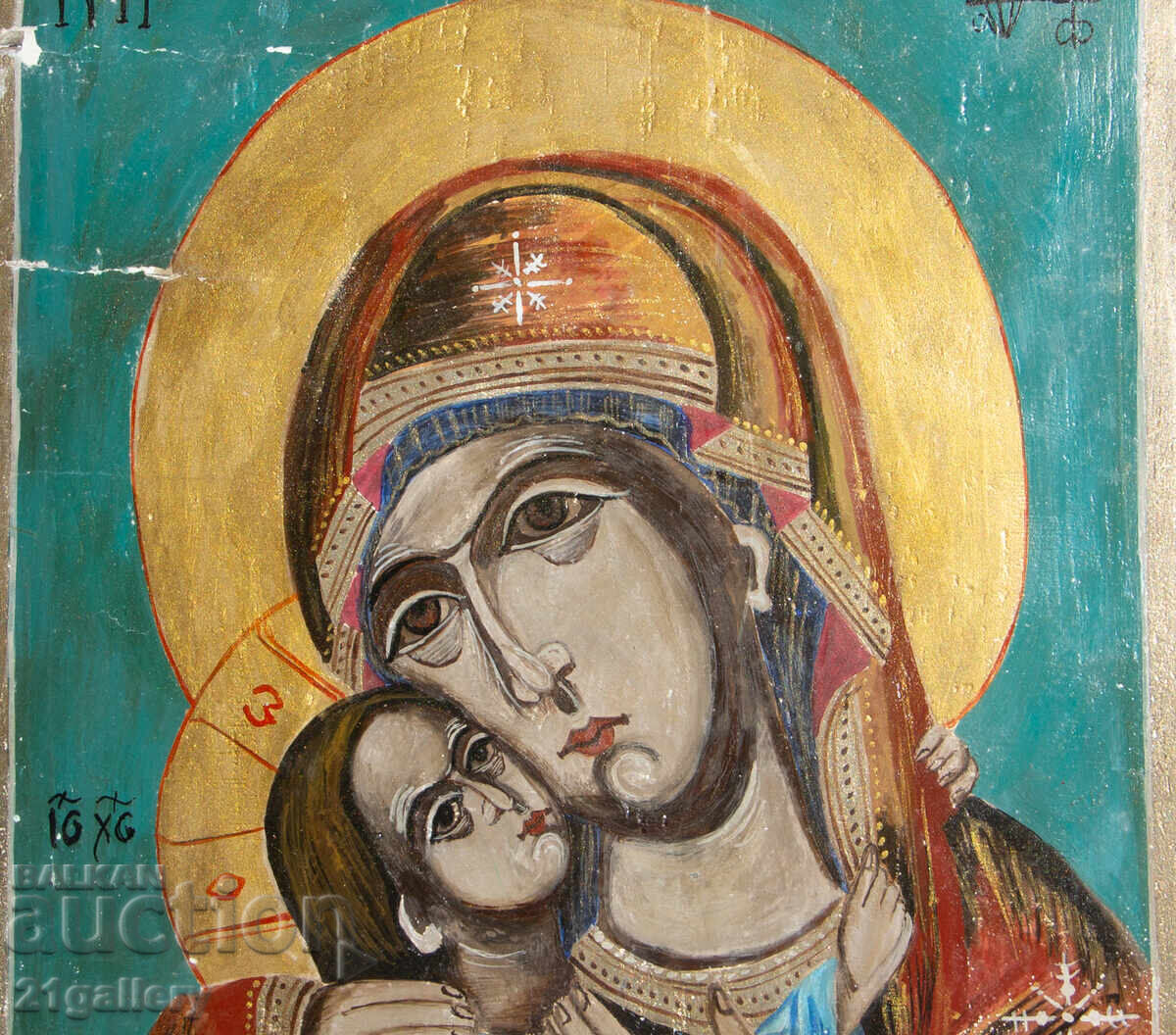 Hand-painted icon of the Holy Mother with the Child, tempera - 5