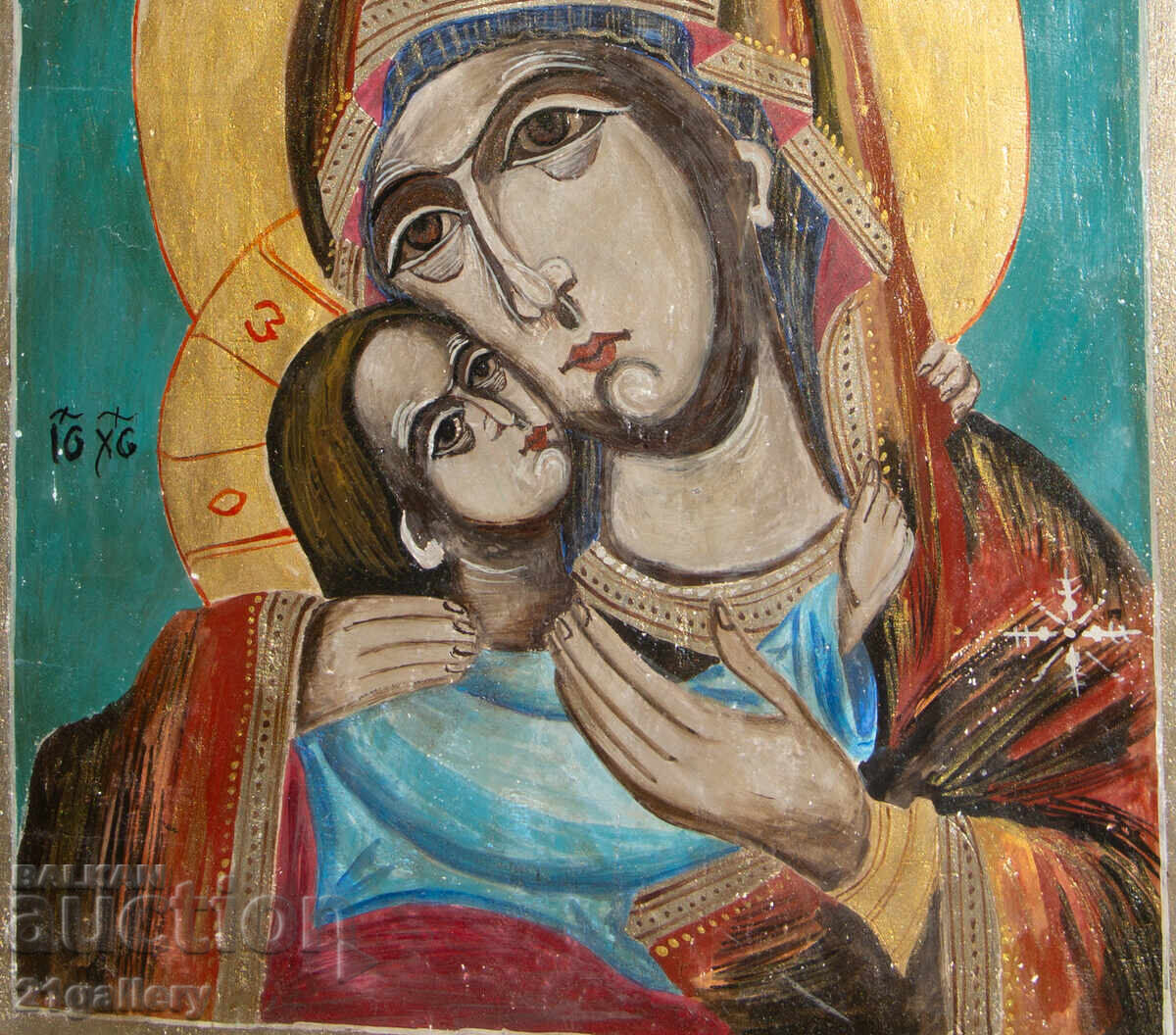 Hand-painted icon of the Holy Mother with the Child, tempera - 6