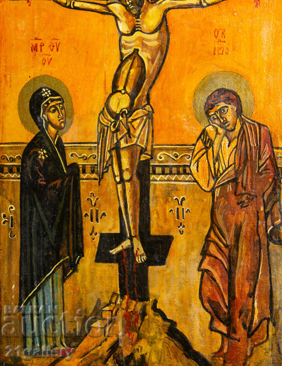 Hand-painted icon, tempera paints, Crucifixion - 5