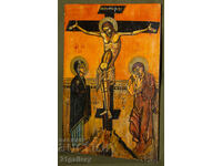 Hand-painted icon, tempera paints, Crucifixion