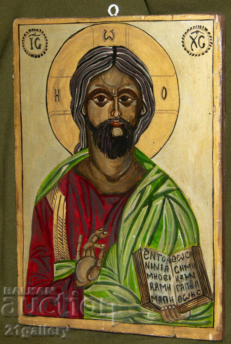 Аукцион Ръчно рисувана икона, темперни бои,  Иисус Христос