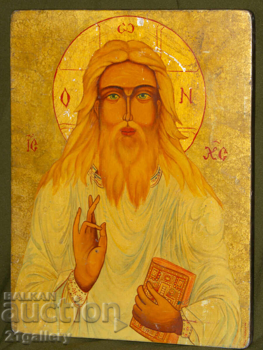Hand-painted icon, tempera paints, signed