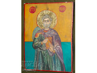 Icoană pictată manual, tempera, Sfântul Mina
