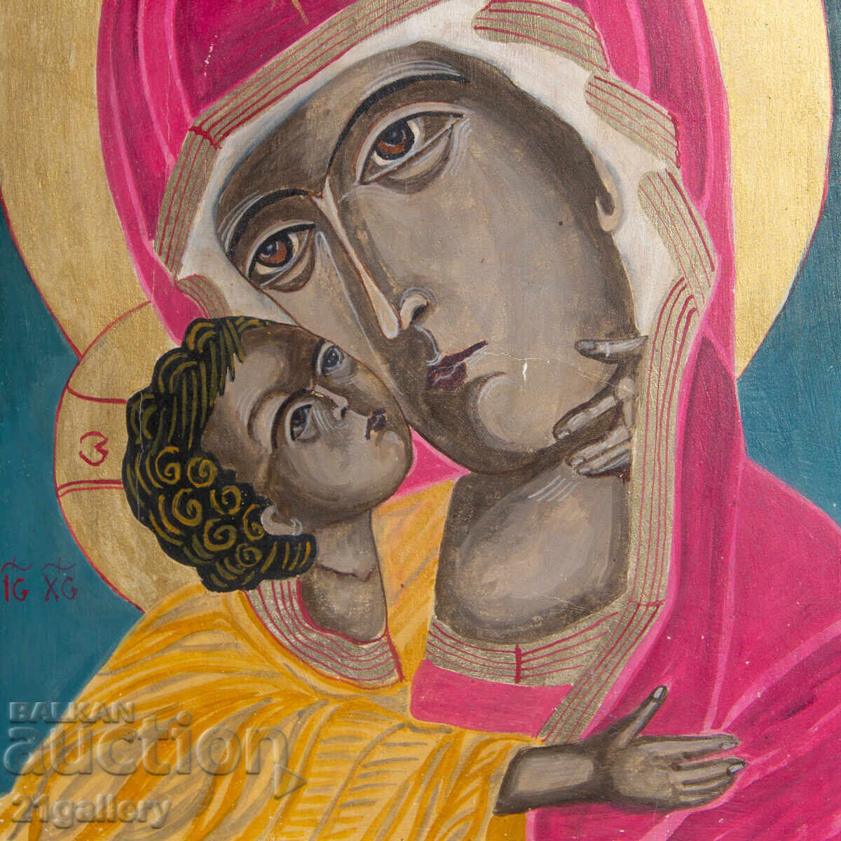 Hand-painted icon of the Holy Mother with the Child, tempera - 5 Hand-painted icon of the Holy Mother with the Child, tempera - 5