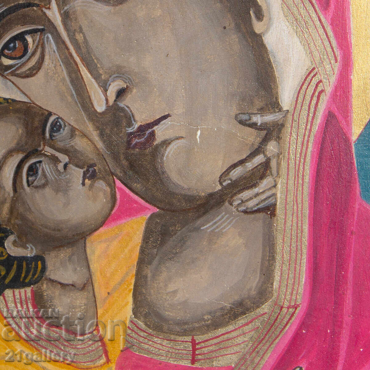 Hand-painted icon of the Holy Mother with the Child, tempera - 6 Hand-painted icon of the Holy Mother with the Child, tempera - 6