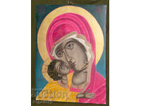 Ръчно рисувана икона Света Богородица с Младенеца, темпера