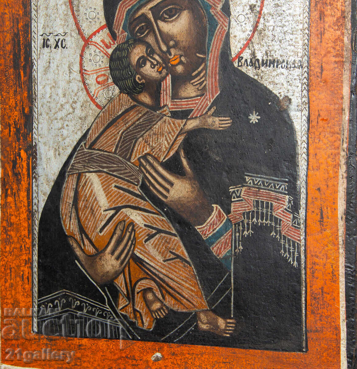 Hand-painted icon, tempera, Holy Mother with the Child - 5