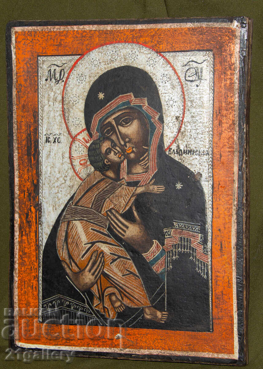 Hand-painted icon, tempera, Holy Mother with the Child
