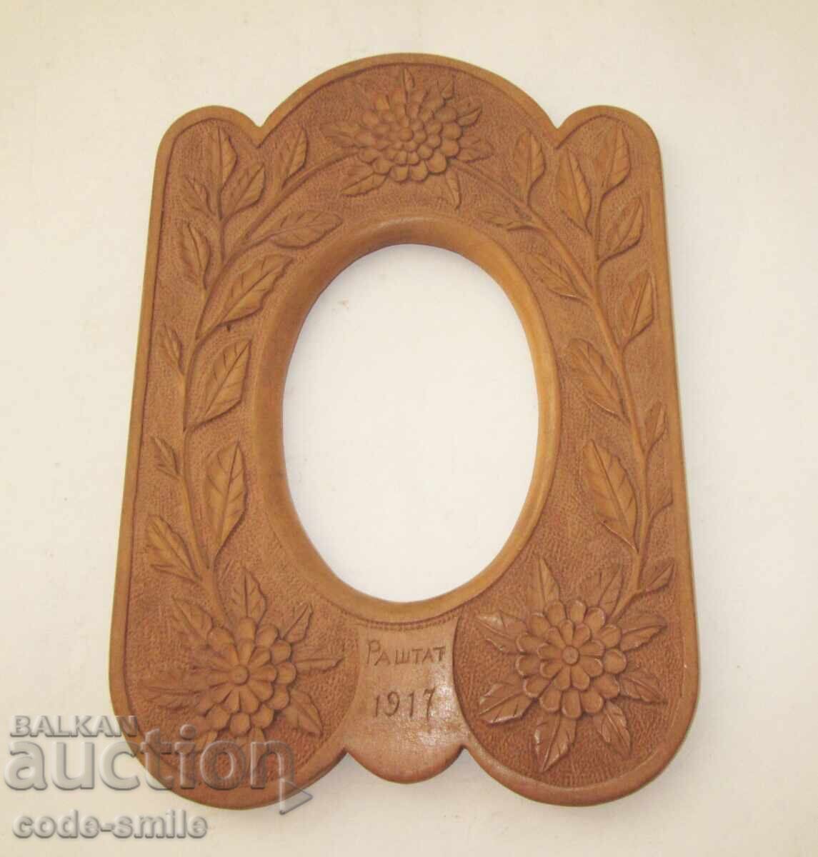 Old Russian Wooden Frame, Soldier's Trench Art, WWI