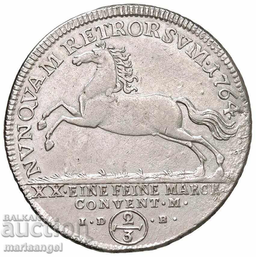 Παράδοση 2/3 τάληρο 1764 Braunschweig-Lüneburg Κάρολος Α' Γερμανία ασήμι