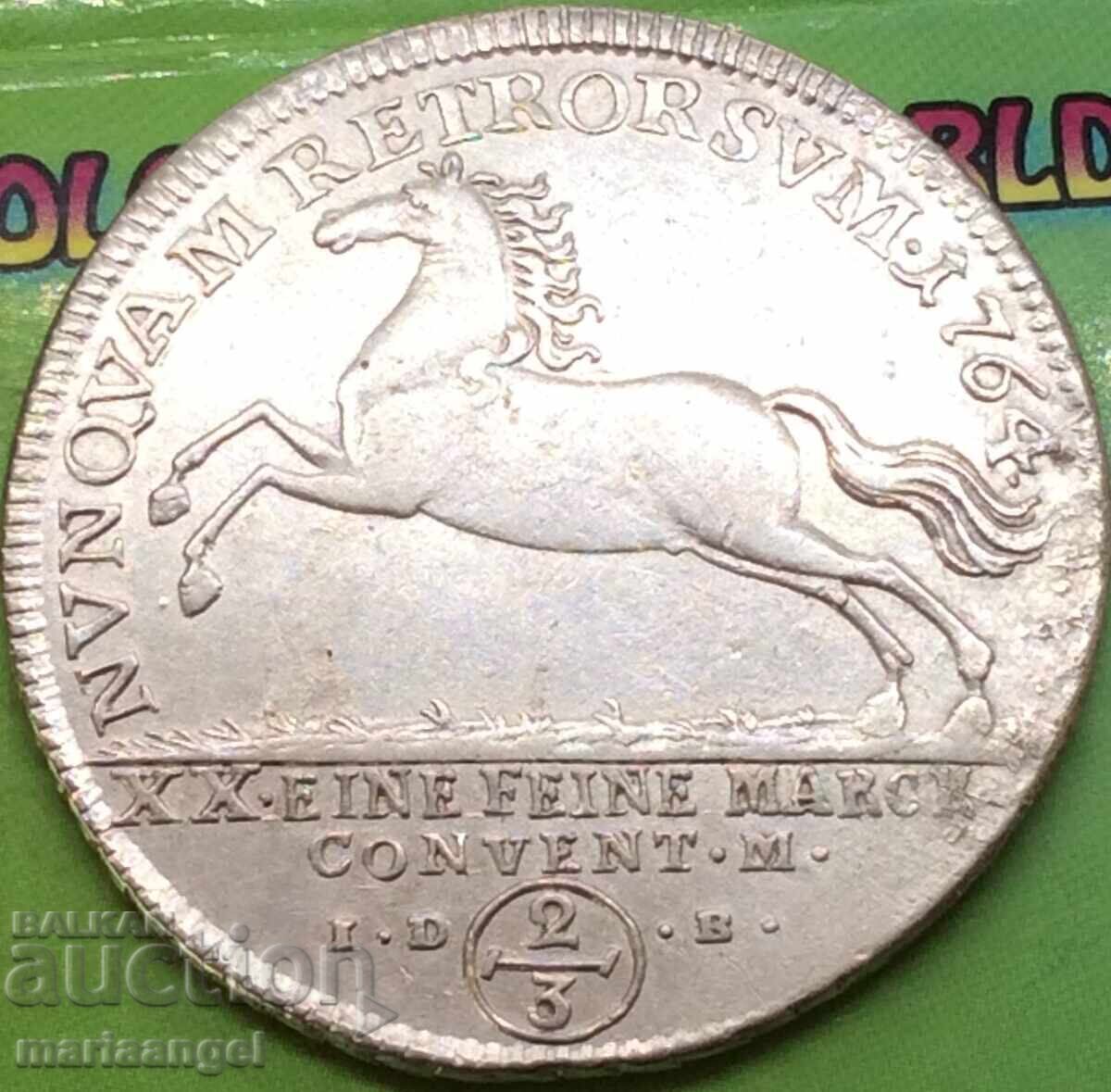 2/3 τάληρο 1764 Braunschweig-Lüneburg Κάρολος Α' Γερμανία ασήμι - 6