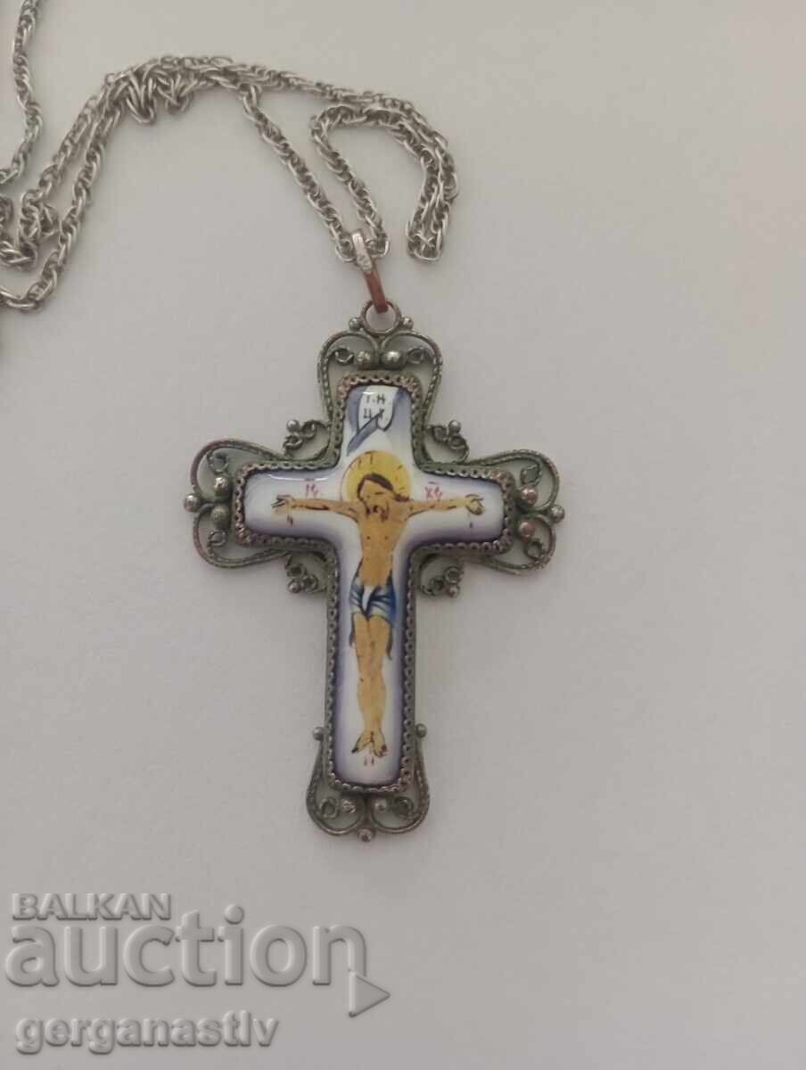 Ρωσικός τσαρικός ασημένιος σταυρός με σμάλτο