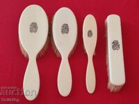 Accesorii de toaletă, fildeș cu monogramă argintie