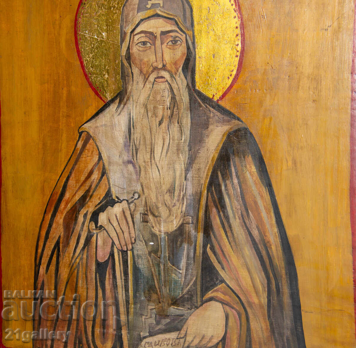 Съвременна ръчно рисувана икона, темпера, Свети Иван Рилски - 6 Съвременна ръчно рисувана икона, темпера, Свети Иван Рилски - 6