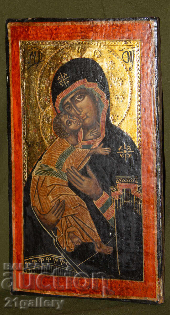 Auction  Holy Mother with the Child, hand-painted icon, tempera