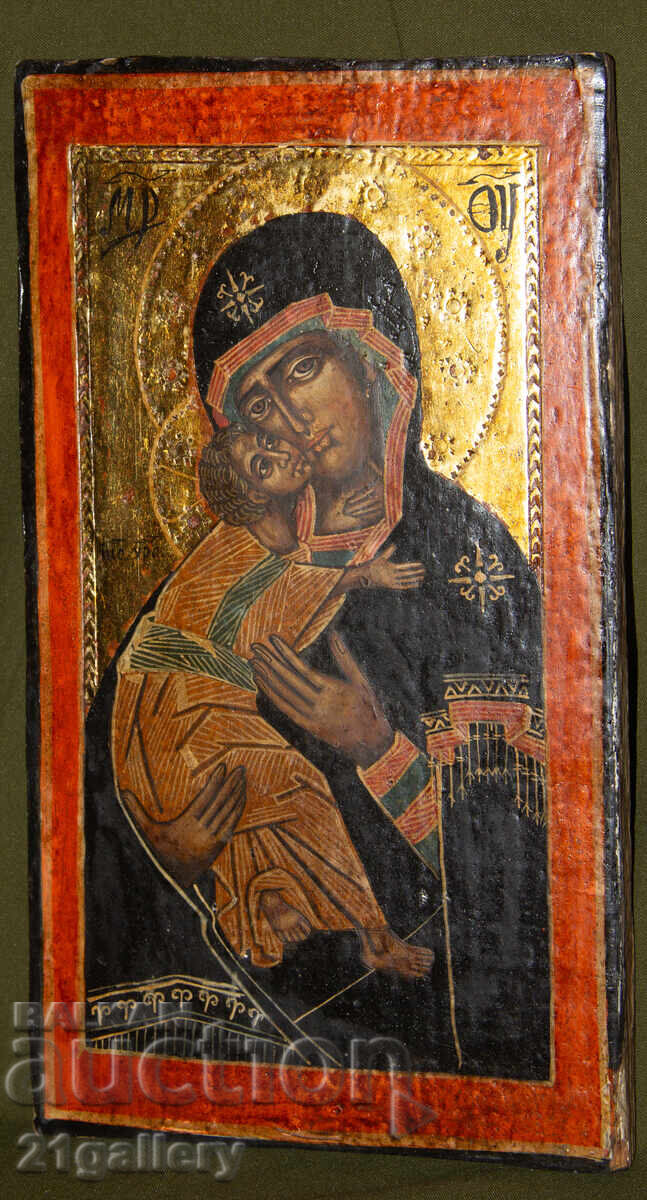 Holy Mother with the Child, hand-painted icon, tempera
