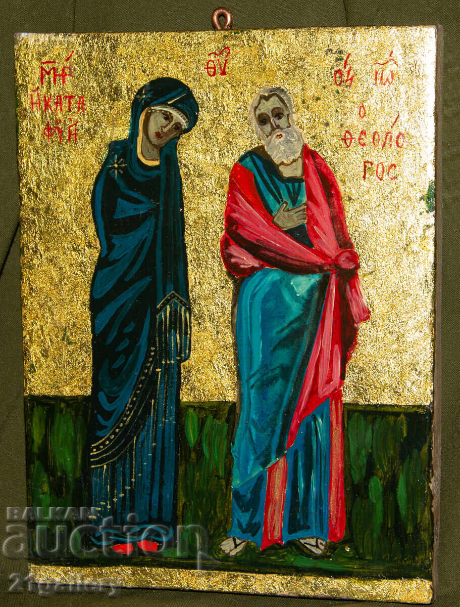 Icon, tempera paints, Holy Virgin Mary and Saint John the Theologian Icon, tempera paints, Holy Virgin Mary and Saint John the Theologian