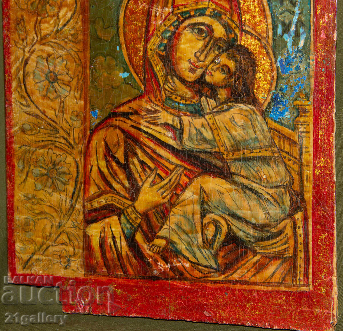 Стара ръчно рисувана икона Света Богородица с Младенеца - 5 Стара ръчно рисувана икона Света Богородица с Младенеца - 5