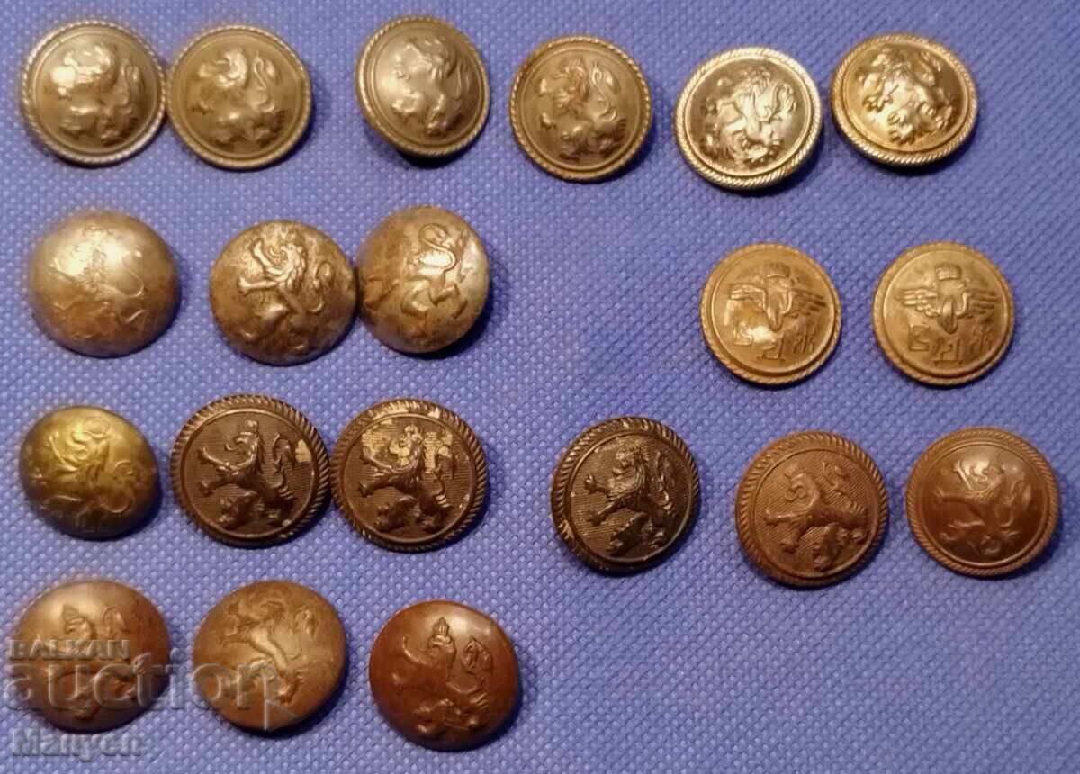 Лот 20 бр.от офицерски копчета, различни - Царство България.