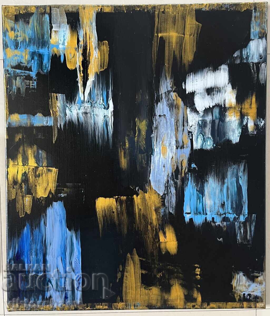 Tablou de Dora Dragneva - "Momente aurii - albastre" Abstracție
