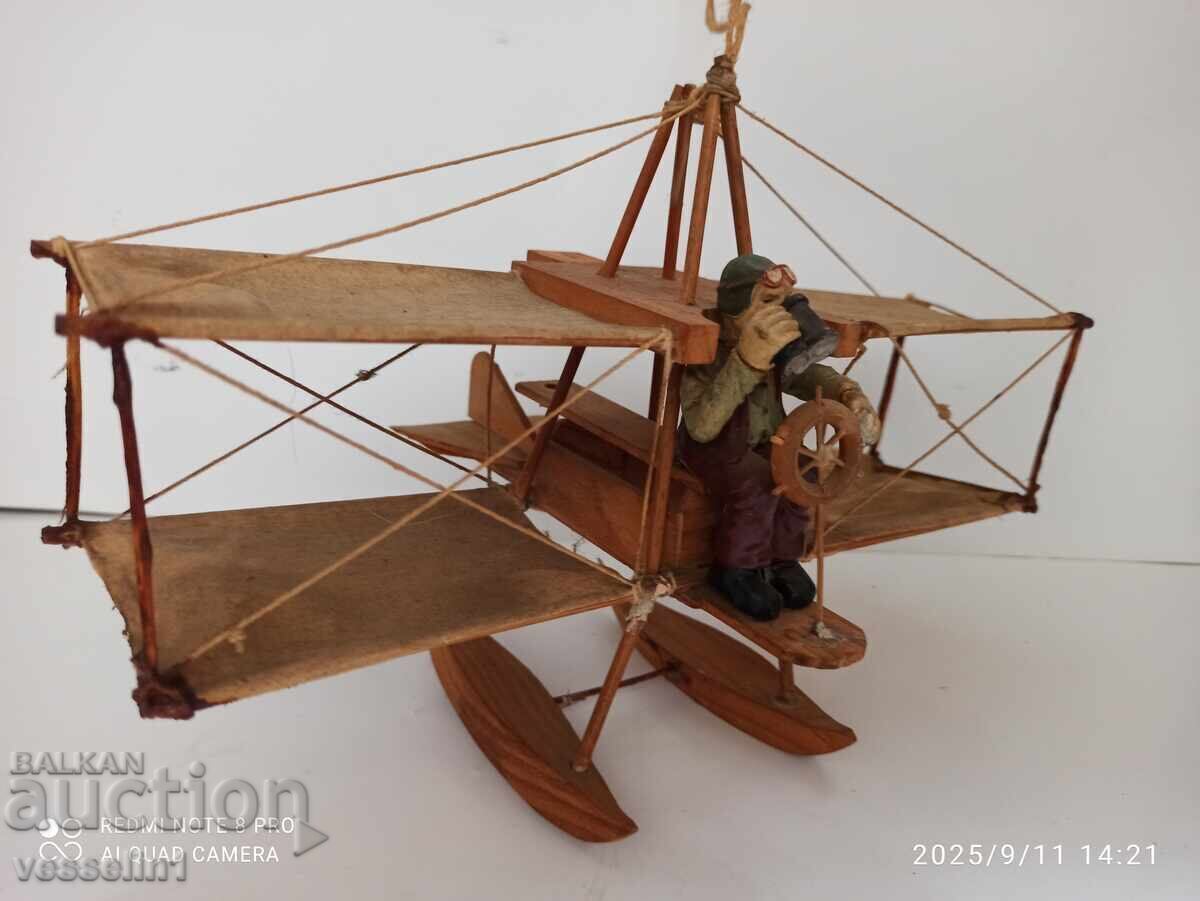 Very old toy airplane with pilot, flying apparatus, wood with price € 30.00 | 58.67 BGN