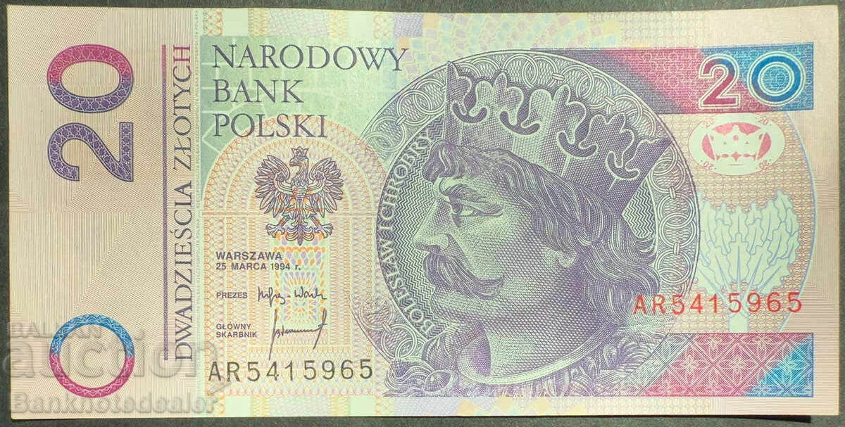 Poland 20 Zlotych 1994 Pick 174a Ref 5965