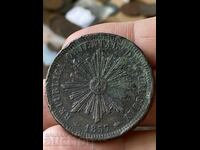 Uruguay 40 centésimos 1857 monedă de bronz