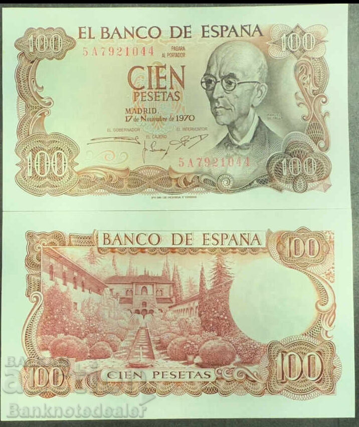 Spain 100 Pesetas 1970 Pick 152 Ref 1044 Uncirculated