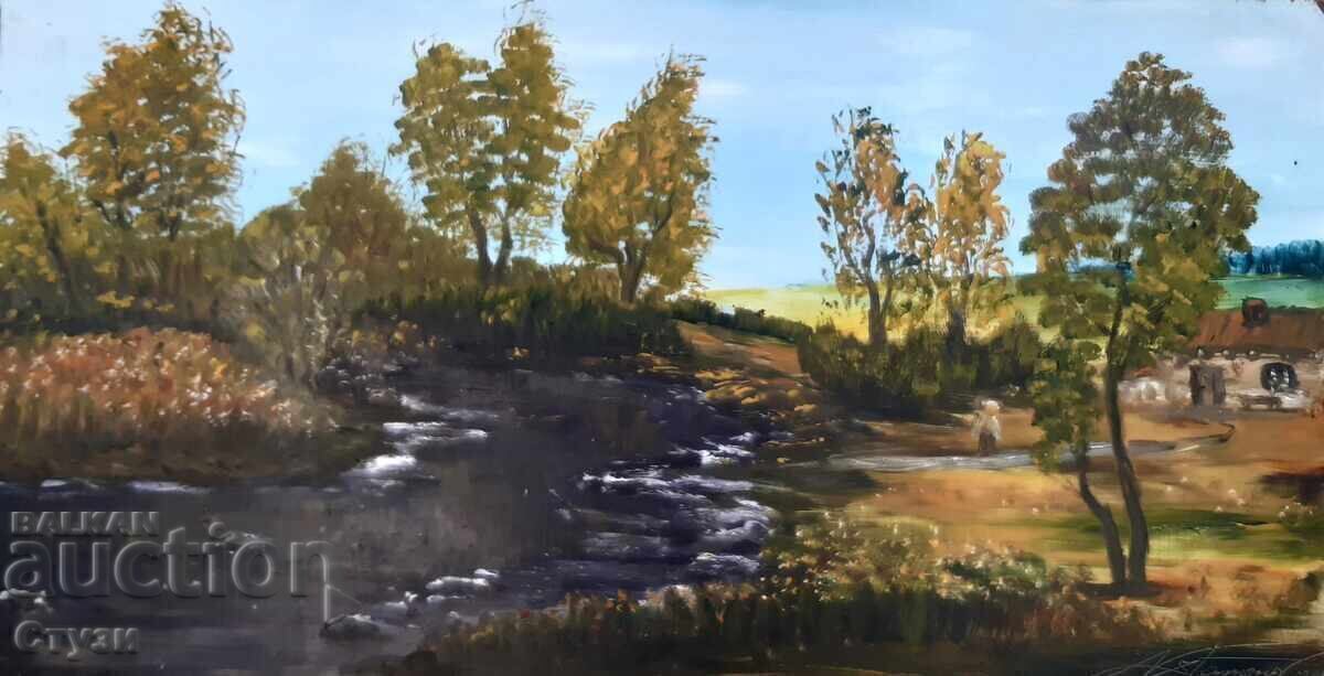 N. Stamenov, „Peisaj”, ulei, 34 x 66 cm - Lichidare de stoc N. Stamenov, „Peisaj”, ulei, 34 x 66 cm - Lichidare de stoc