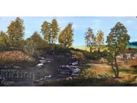 N.Stamenov, "Peisaj", ulei, 34 x 66 cm