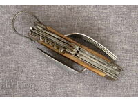 Cuțit militar multifuncțional vechi, pentru turism, mâner din corn