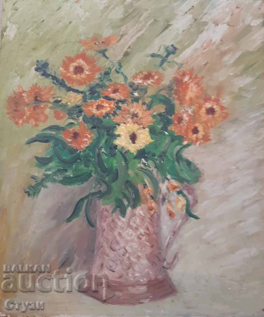 Tsvetana Karagyozova, "Marigolds", oil, 60 x 50 cm