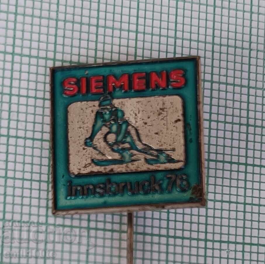 Badge - Winter Olympics Innsbruck 1976 advertisement on SIEMENS Badge - Winter Olympics Innsbruck 1976 advertisement on SIEMENS