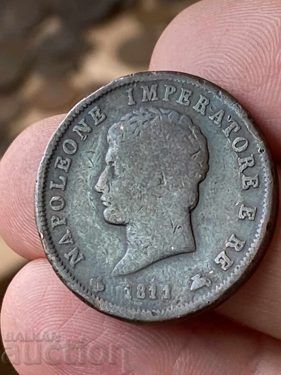 Italy 1 soldo 1811 Napoleon Bonaparte copper coin