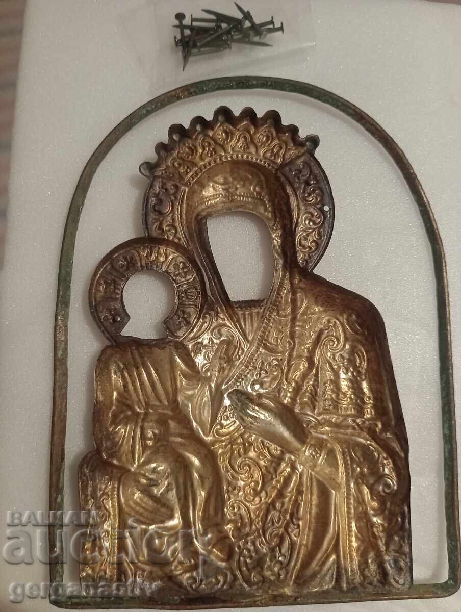 Δημοπρασία Παλιά μπρούτζινη πόρπη - εικόνα της Παναγίας