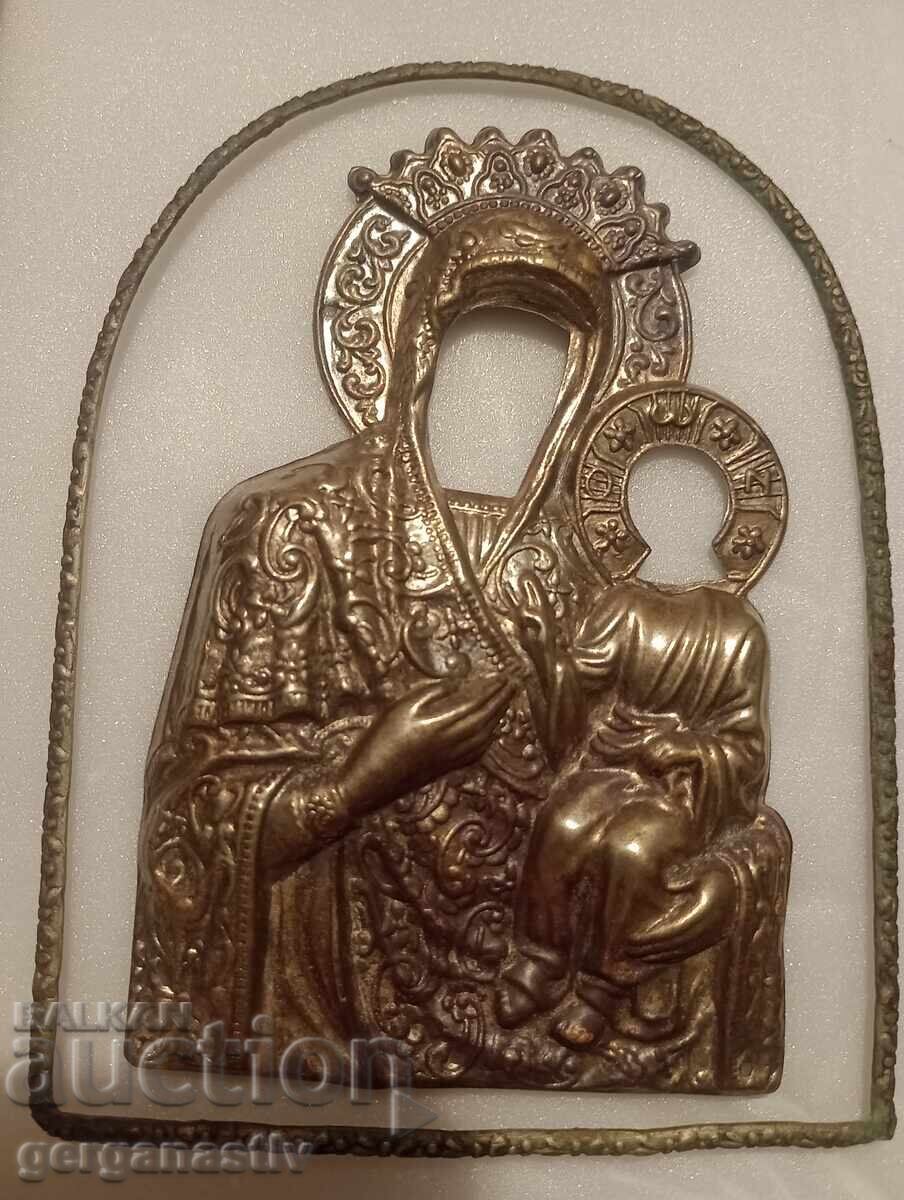 Παλιά μπρούτζινη πόρπη - εικόνα της Παναγίας