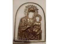 Παλιά μπρούτζινη πόρπη - εικόνα της Παναγίας