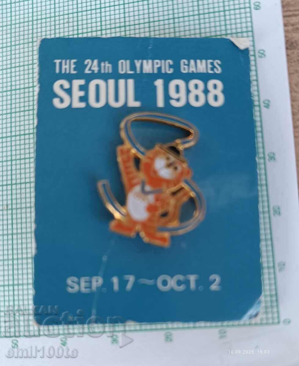 Badge - Seoul 1988 Olympics South Korea Hodori - 6 Badge - Seoul 1988 Olympics South Korea Hodori - 6