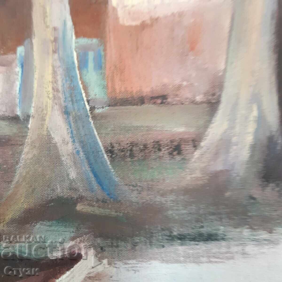 Original painting "Mountain Village", oil, 60 x 50 cm with price 190.00 BGN | € 97.15