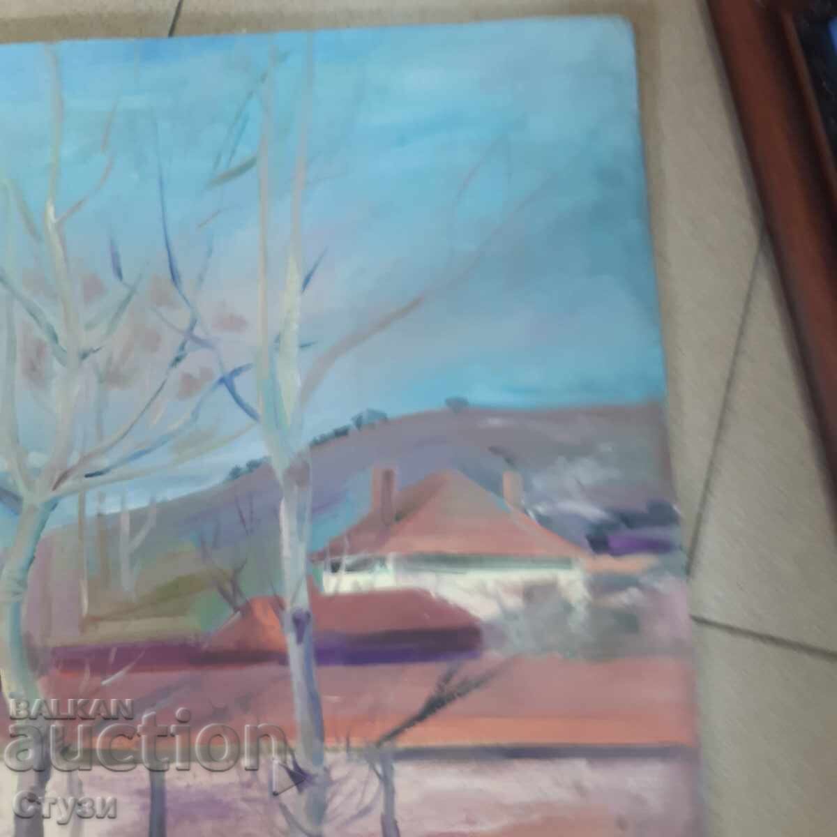 Original painting "Mountain Village", oil, 60 x 50 cm - 5